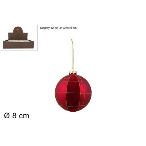 SFERA VETRO D8 ROSSA QUADRI FL